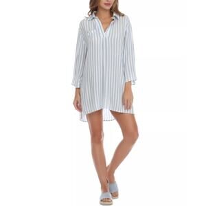 Raviya Blue White Striped Shirt Dress Tunic 100% Rayon Size XL NWOT